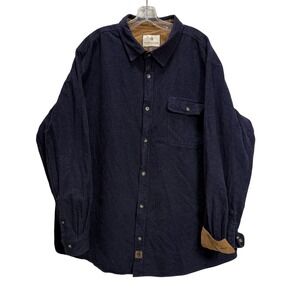 Legendary Whitetails Flannel Chamois  Shirt Mens 3XT Navy Blue  Corduroy Trim
